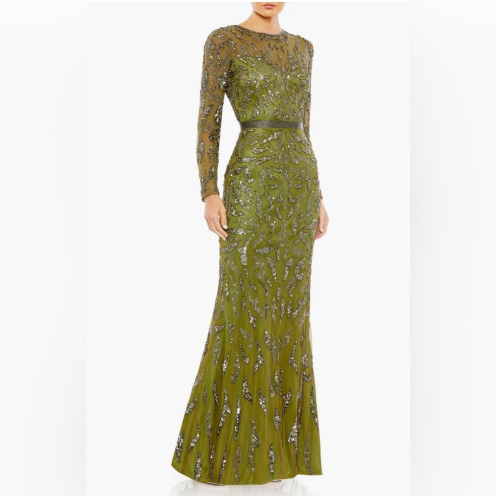 Mac Duggal Beaded Long Sleeve Gown size 10.